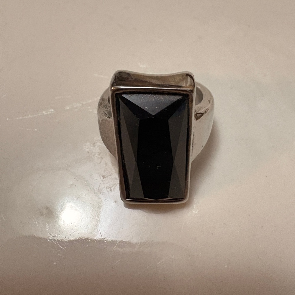 Onyx Black and Silver Ring